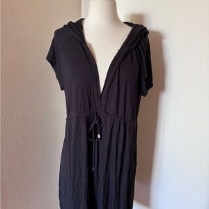 Dotti Black Midi Dress hooded and tasseled resort beach wear